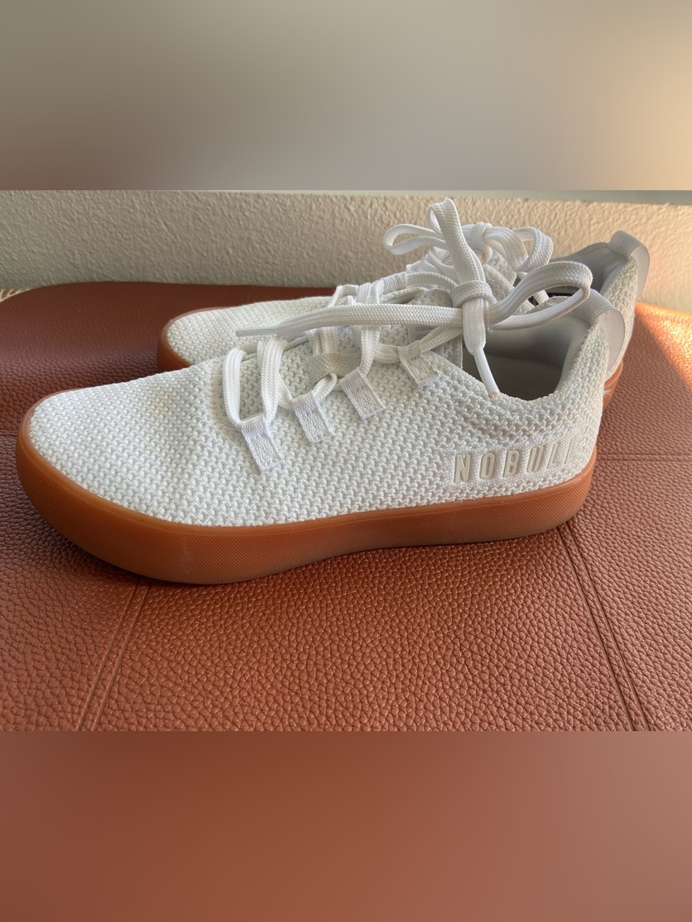 NOBULL Women’s White Knit Sneakers with Gum Sole